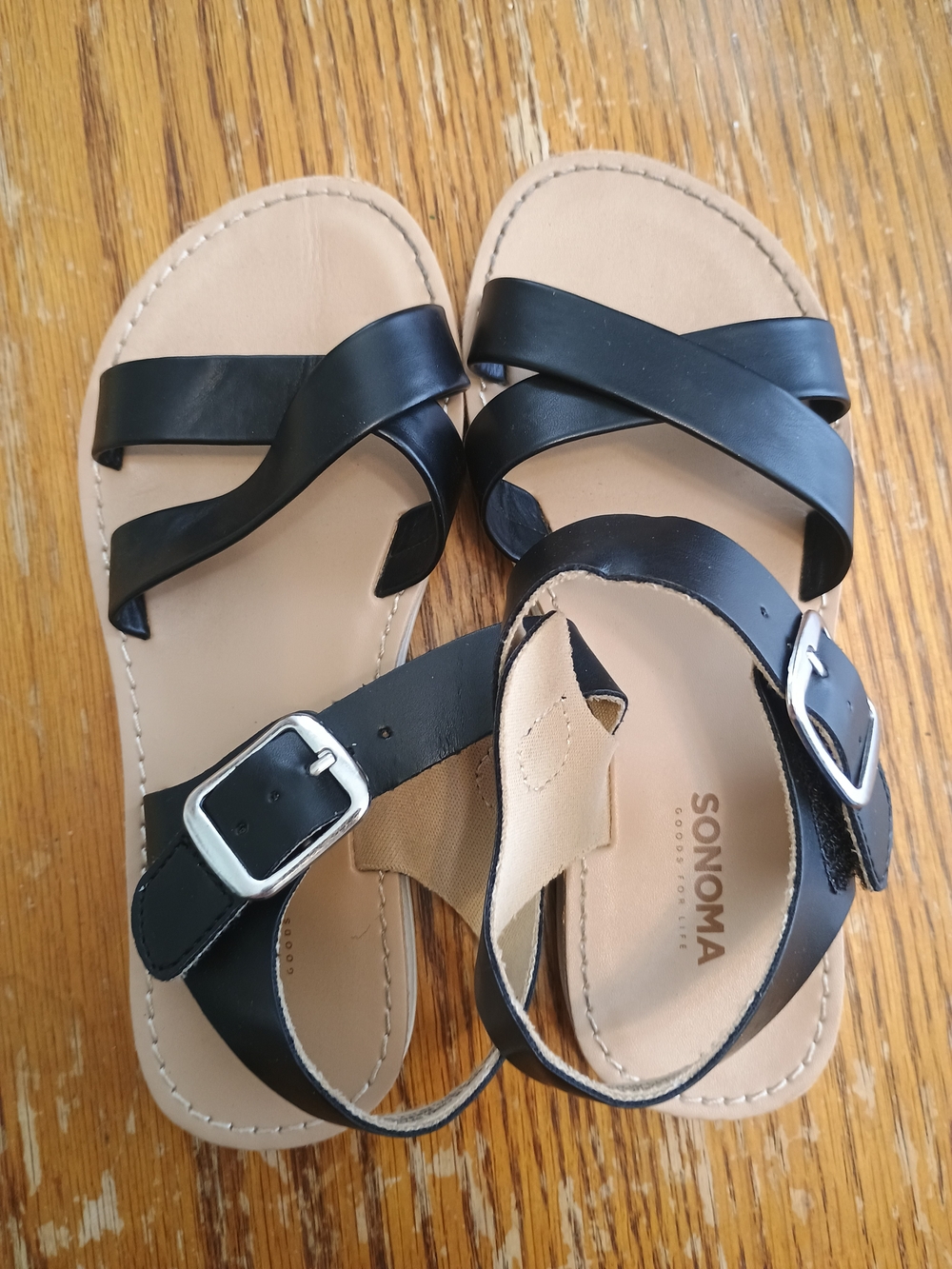 Little Girls Size 13 Sonoma Black Crisscross Buckle Strap Sandals